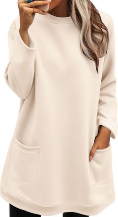 Generic Cocila Sweatshirts For Women Comfort Anxiety Long Sleeve Winter Shirts Round Neck Casual Warm Cute Tops Yoga Jacket (Beige, Xxl) Fleece Hoodie Sweatsh