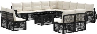 vidaXL Conjunto De Sof&aacute;s De Jard&iacute;n 14 Uds. Negro Y Blanco Crema Vidaxl
