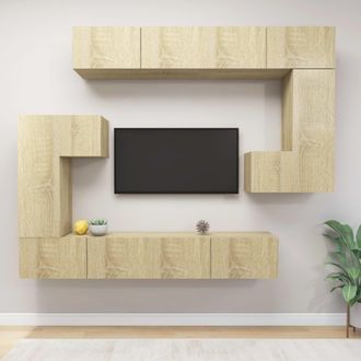 Berkfield Home 8 Piece TV Cabinet Set Sonoma Oak Engineered Wood in Brown