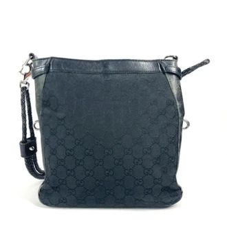 Gucci Pre-owned Canvas gucci-bags - unisex - Vintage Schoudertas - Zwart - ONE Size - Leer - Vintage