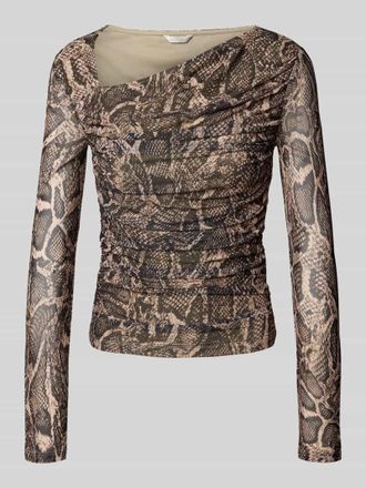 Guess Longsleeve mit asymmetrischem Ausschnitt Modell BERNARDETTE in Hellbraun, Gr&ouml;&szlig;e S