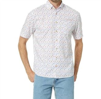 Johnnie-O Crush Short Sleeve Button Down Shirt In White