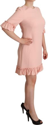 Dolce & Gabbana Womens Pink Ruffled Sleeves Viscose Sheath Dress Rayon