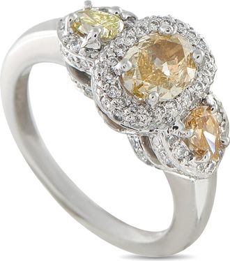 Luxury Bazaar Platinum 1.71ct Diamond Three-Stone Halo Ring MF17-063026