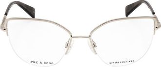 Rag & Bone Ladies Silver Tone Rectangular Eyeglass Frames RNB3042/G