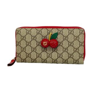 Gucci Beige Red Color Pvc Long Wallet (Bi-Fold) (Pre-Owned)