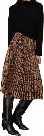 Sanctuary Nostalgia Pleated Midi Skirt In Mocha Leopard