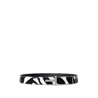 Tom Ford Womens Zebra Print Rhinestone Buckle Belt - White Leather - Size 85 cm