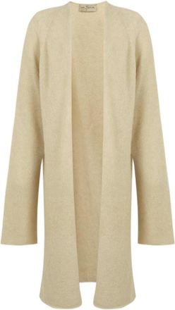 Cortana Hana- alpaca- kasjmier en zijden ivoor jas - Dames - Lange truien - Beige - M - Kasjmier - Truien & Vesten