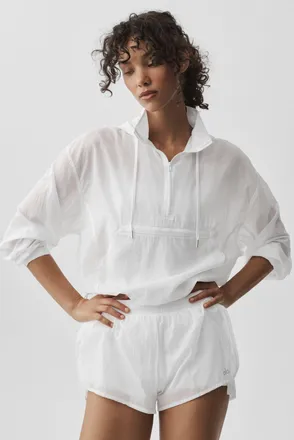Alo | 1/4 Zip Go Time Pullover Top in White, Size: Medium