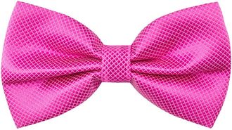 Alizeal Mens Solid Color Bow tie Polyester Pre Tied Wedding Bow Tie, Magenta Rose