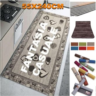 Trade Shop Trade Shop Traesio - Tappeto Antiscivolo Fondo Gomma 55x240 Cm Per Cucina Bagno Lavabile Lavatrice