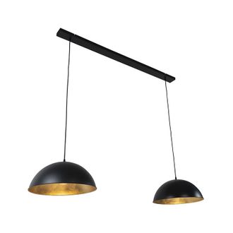QAZQA Industrial Pendant Light Black with Gold 2-Light - Magnax
