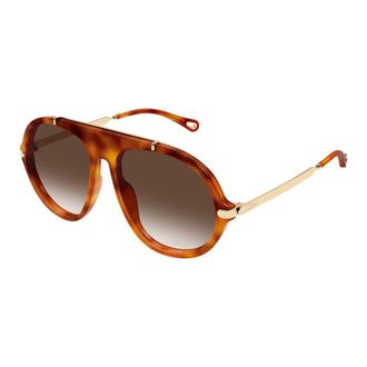 Chlo&eacute; Aviator Sunglasses - female - Chlo&eacute; - Sunglasses - Brown - 58 MM - Accessories