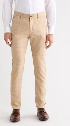 T.R. Premium Plaid Straight Leg Trousers in Beige at Nordstrom Rack, Size 36