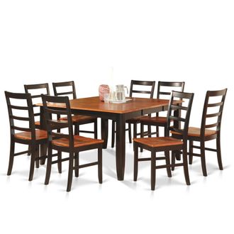 East West Furniture 9 Pc Dining room set for 8-Square Table with Leaf and 8 Dining Chairs