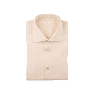 Kiton Formal Shirts, male, Beige, Size: 2XL Linen Shirt