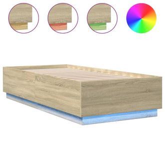 Berkfield Home Bed Frame with LED without Mattress Sonoma Oak 90x200 cm in Brown