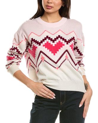 Brodie Heart Pixel Crewneck Wool & Cashmere-Blend Sweater