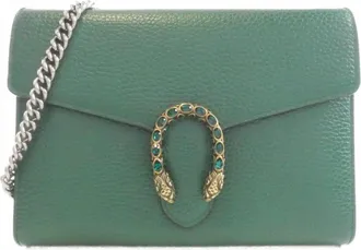 Gucci Emerald Green Leather Chain/Shoulder Wallet (Pre-Owned)