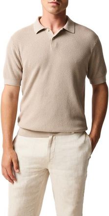 Rodd & Gunn Amberley Diamond Jacquard Cotton Polo Sweater in Sand at Nordstrom, Size Xx-Large