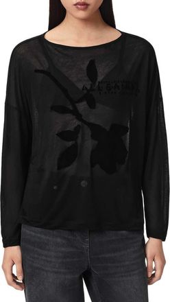 AllSaints Athea Rita Tencel Modal Graphic Tee in Black at Nordstrom, Size X-Small