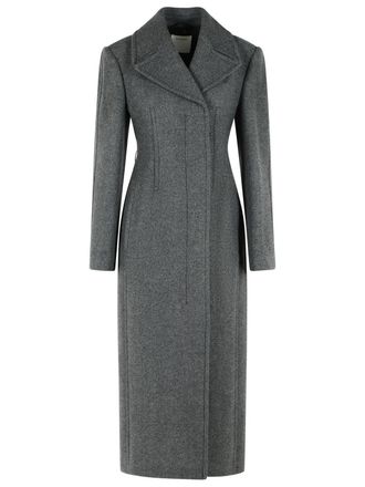 Sportmax Tailored Long Coat in Chevron-Effect Wool