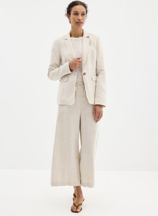 Contemporaine Womens Single-button pure linen Blazer Jacket