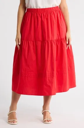 Sugarlips Floral Tiered Cotton Maxi Skirt at Nordstrom, Size 1X