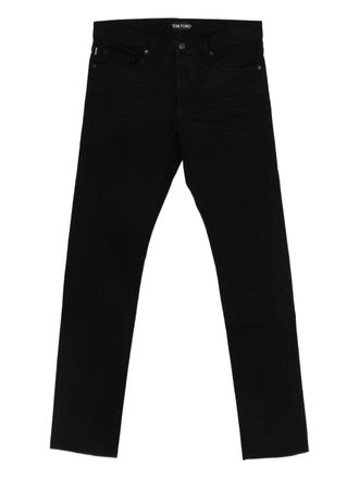 Tom Ford logo-patch jeans - men - Cotton/Polyurethane - 34 - Black