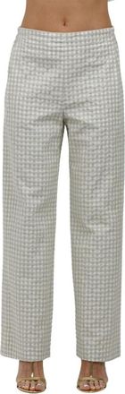 Via Masini 80 Geruite Bicolor Fantasiebroek - Dames - Straight fit broeken - Wit - M - Broeken