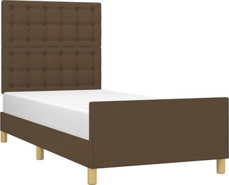 vidaXL Vidaxl - Estructura De Cama Con Cabecero De Tela Marr&oacute;n Oscuro 90x190 Cm