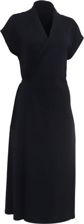 Max Mara MaxMara Leisure V-neck Midi Dress in Navy Blue Cotton