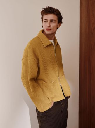 Le 31 Mens Ribbed fleece-lined cardigan