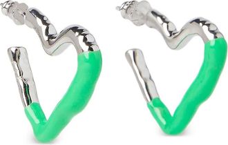 Rick Owens heart-shaped earrings - women - Palladium Plated Brass/Enamel - One Size - Green