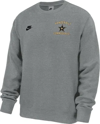 Nike Vanderbilt Commodores Club Nike Mens Football Fleece Crew-Neck Sweatshirt in Grey | M33234P398VDUN-DGH