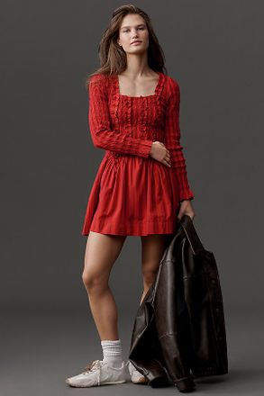 Damson Madder Raphaela Long-Sleeve Ruffle Mini Dress