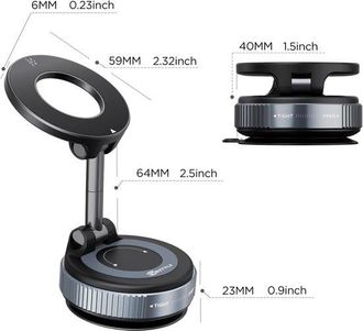 No Brand Soporte Magn&eacute;tico Plegable Para Coche Con Ventosa, Ajustable 360&deg; Y Silencioso, Im&aacute;n Extrafuerte Para Smartphones, Apto Para Coche Y Espejo Retrovisor
