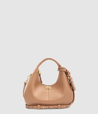 Ganni Sac Hobo Mini Grained Tawny Birch