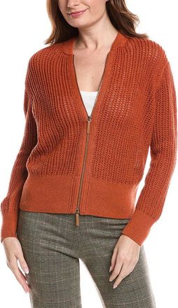 Lafayette 148 New York Textured Stitch Zip Front Cardigan