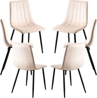 Regalos Miguel Packs Sillas Comedor - Pack 6 Sillas Liny Terciopelo - Beige