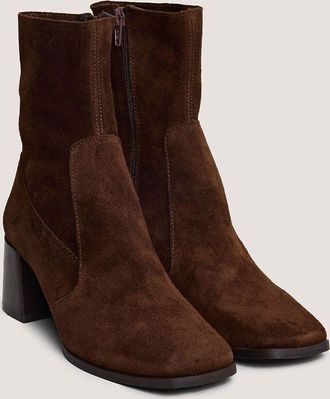 Jonak Leren boots met brede hak