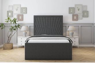 Sloomy Somerset Dumfries Deep-Sided Bed Frame With 50 Upholstered Headboard in Dark Grey | Size: Single
