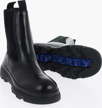 Burberry Stivali Chelsea In Pelle Con Suola Chunky Burberry