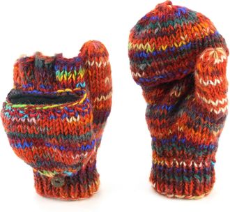 Loud Elephant Hand Knitted Wool Shooter Gloves - SD Red Mix