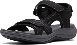 Clarks Womens Mira Bucht Flat Sandal, Black Textile, 5.5 UK