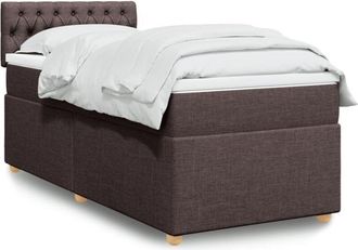 vidaXL Vidaxl - Cama Box Spring Con Colch&oacute;n Tela Marr&oacute;n Oscuro 100x200 Cm