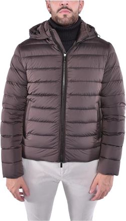 Moorer Lichtgewicht donsjack met capuchon - Heren - Winterjassen - Bruin - 2XL - Su&egrave;de - Jassen