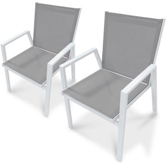 DCB Garden FLORIDE - Set di 2 poltrone da giardino impilabili in alluminio - DCB GARDEN