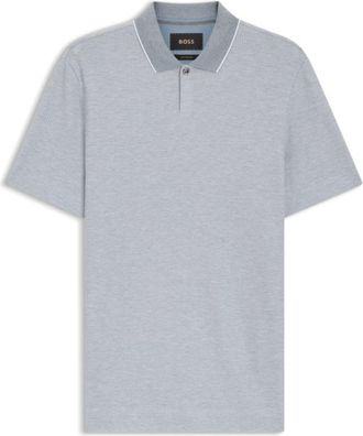 BOSS Cotton-silk polo shirt with three-tone structure
